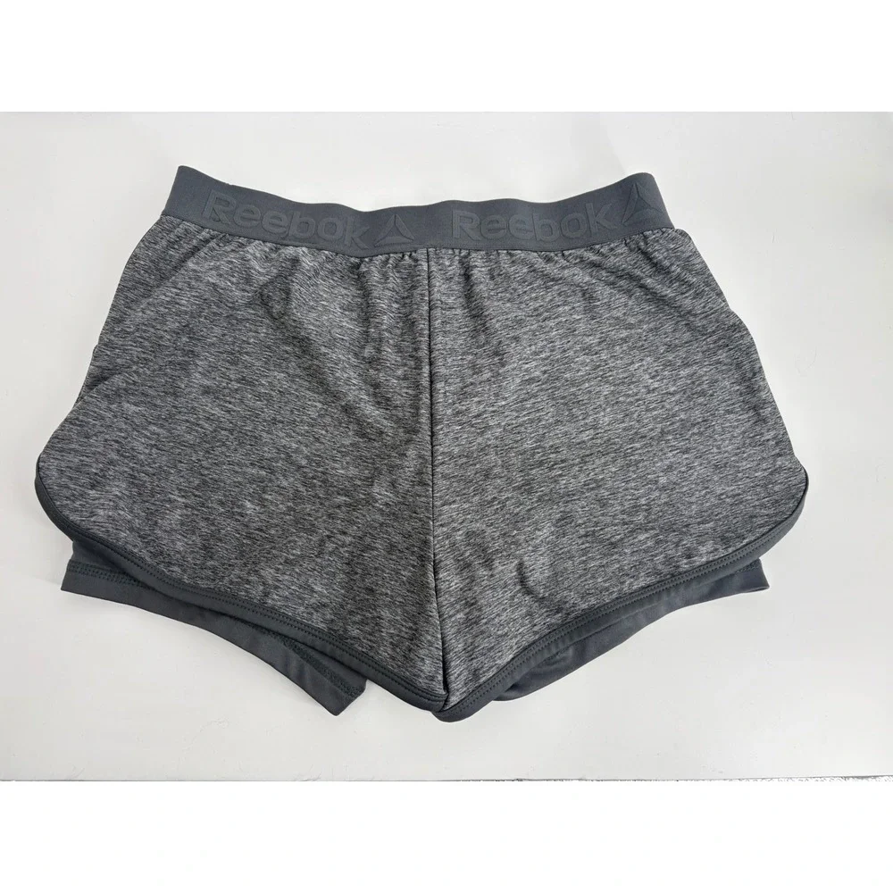 Reebok‎ Womens Heather Grey 2-in-1 Athletic Running Shorts Size XS